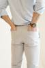 Light Grey Regular Fit Mid Rise Cotton Chinos Pant