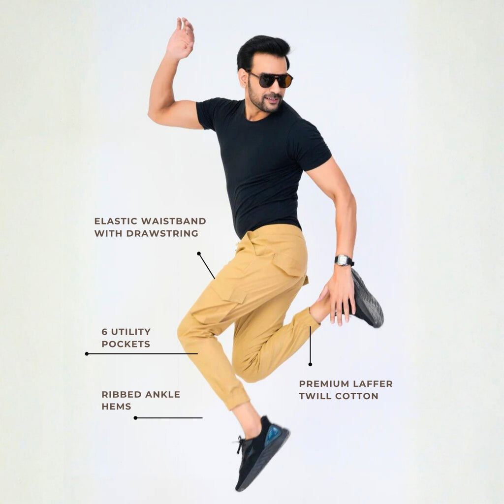 Men's Cotton Cargo Jogger Pants Khaki