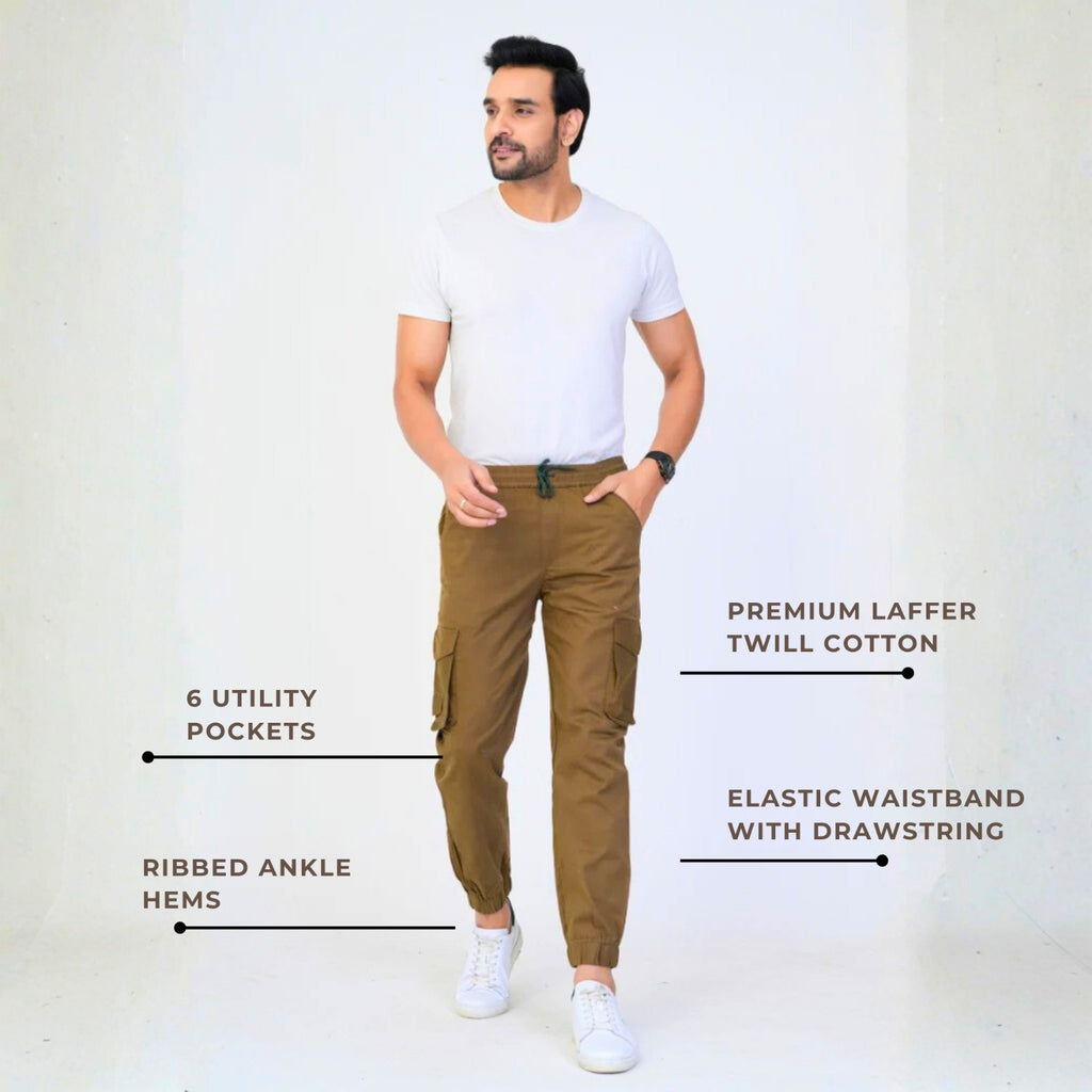 Men's Cotton Cargo Jogger Pants Olive Green