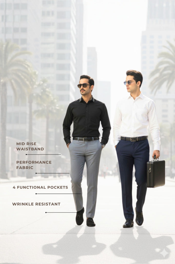 Light Grey And Navy Blue Everyday Stretch Pant Combo