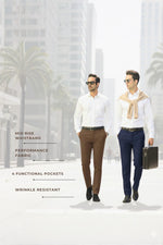 Navy Blue And Dark Coffee Stretch Pant Combo