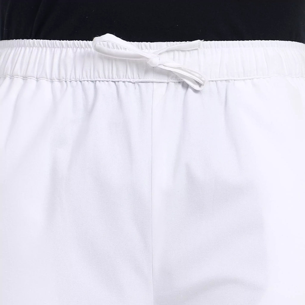 White Men's Loose Fit Cotton Pant