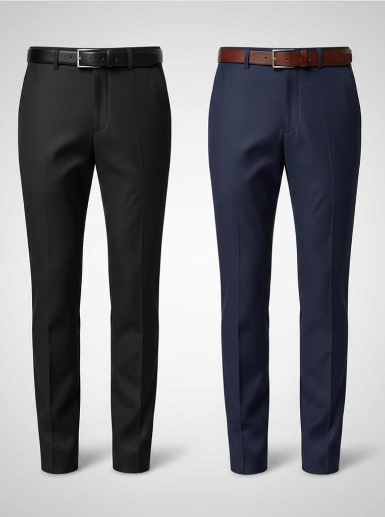 Black And Navy Blue Everyday Stretch Pant Combo