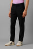 Black Regular Fit Mid Rise Cotton Chinos Pant