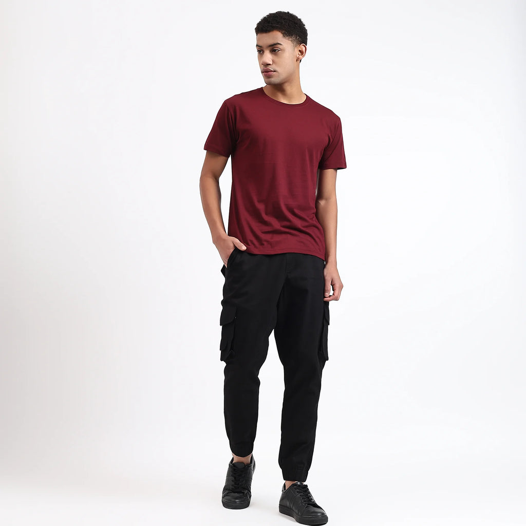 Men's Cotton Cargo Jogger Pants Black