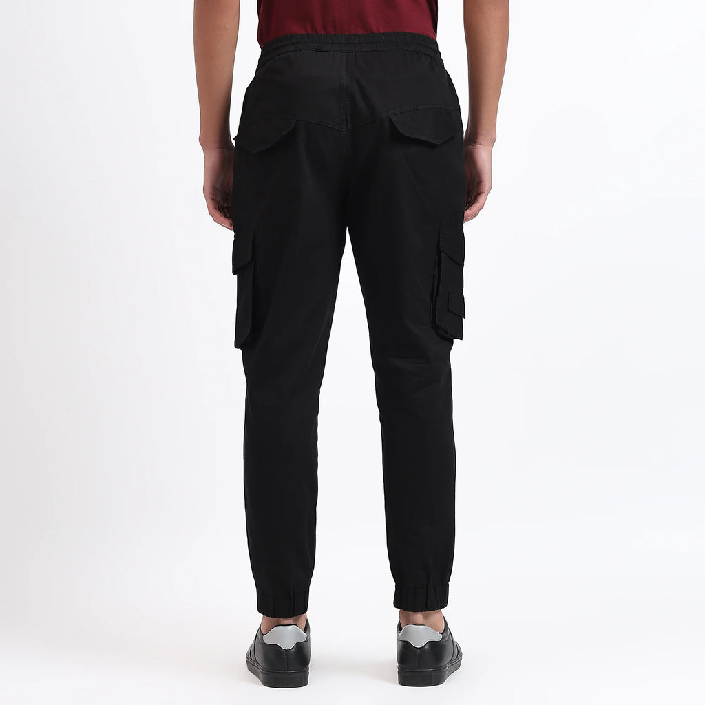 Men's Cotton Cargo Jogger Pants Black