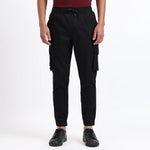 Men's Cotton Cargo Jogger Pants Black