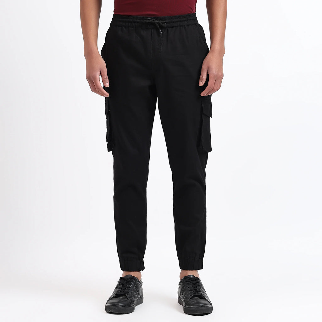Men's Cotton Cargo Jogger Pants Black