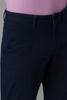 Navy Blue Regular Fit Mid Rise Cotton Chinos Pant