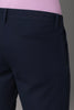 Navy Blue Regular Fit Mid Rise Cotton Chinos Pant
