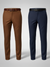 Navy Blue And Dark Coffee Stretch Pant Combo