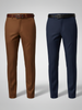 Navy Blue And Dark Coffee Stretch Pant Combo