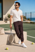 Men's Cotton Cargo Jogger Pants Brown