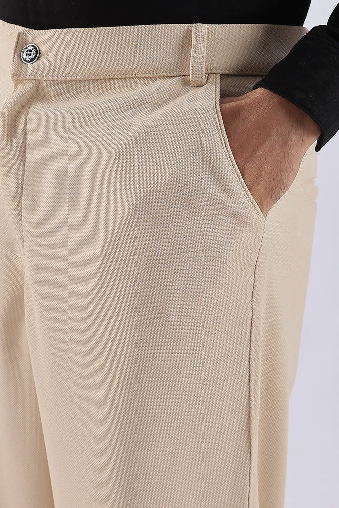 Cream Peanut Stretchable Trouser for Men
