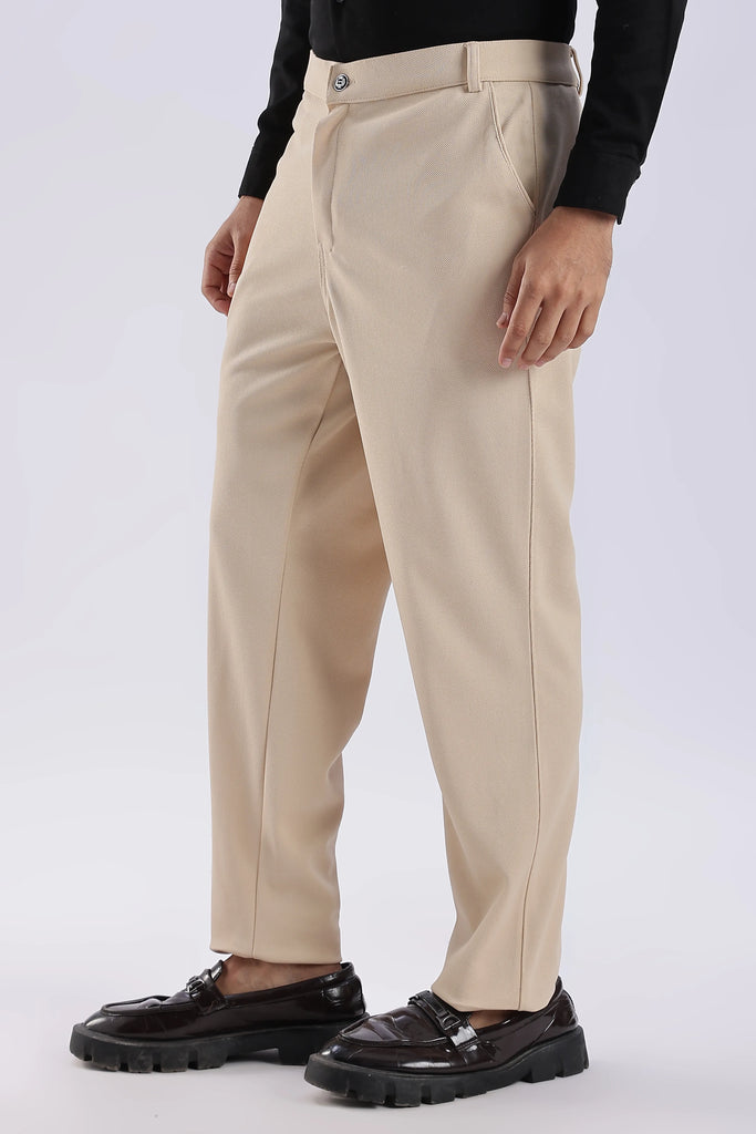 Cream Peanut Stretchable Trouser for Men