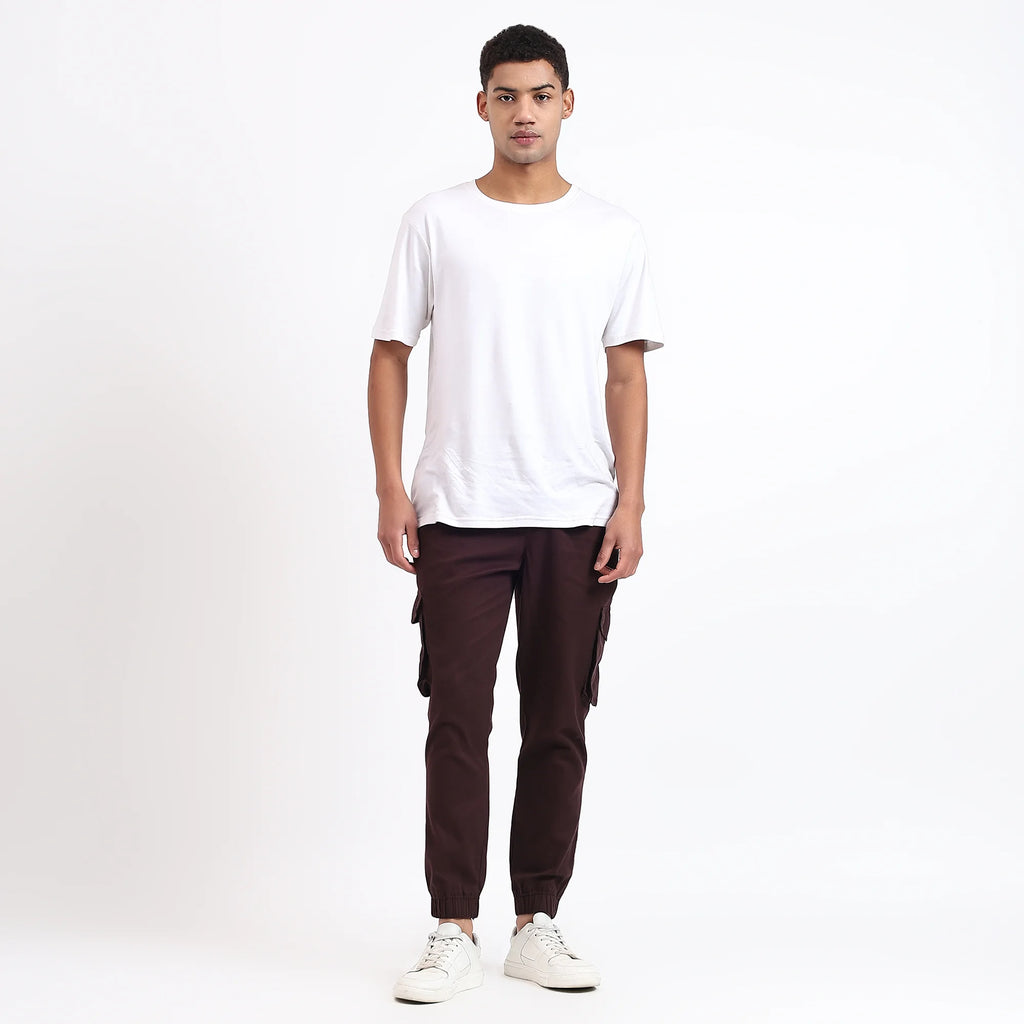 Men's Cotton Cargo Jogger Pants Brown