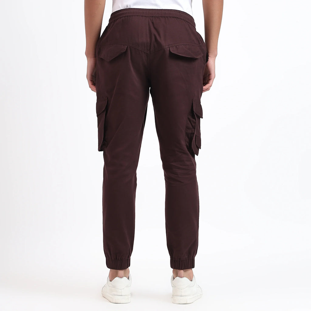Men's Cotton Cargo Jogger Pants Brown