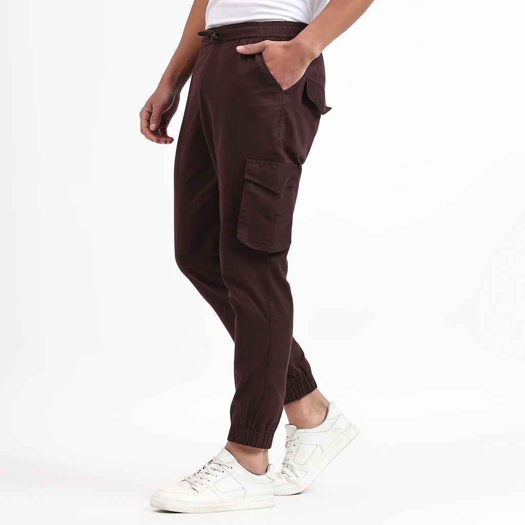 Men's Cotton Cargo Jogger Pants Brown