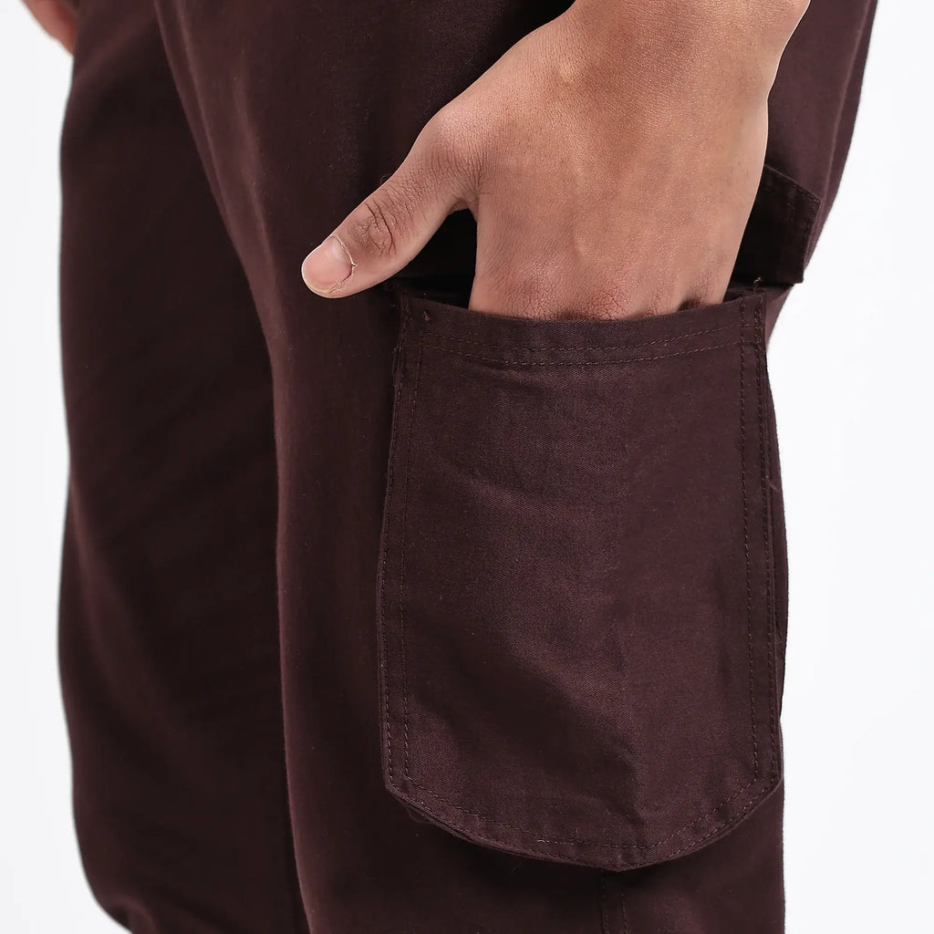 Men's Cotton Cargo Jogger Pants Brown