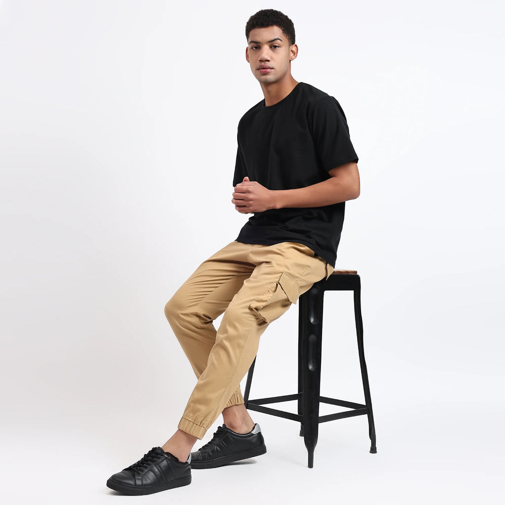 Men's Cotton Cargo Jogger Pants Khaki