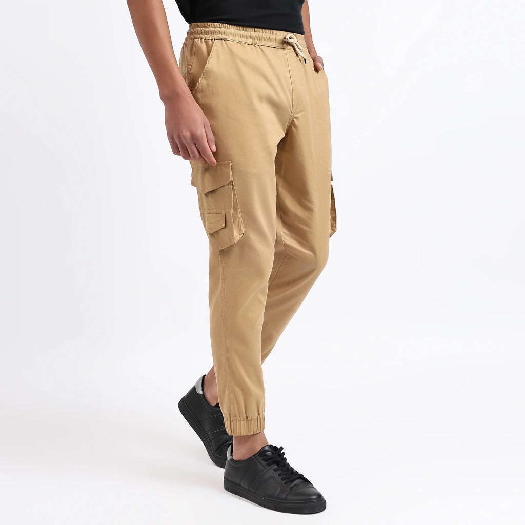 Men's Cotton Cargo Jogger Pants Khaki