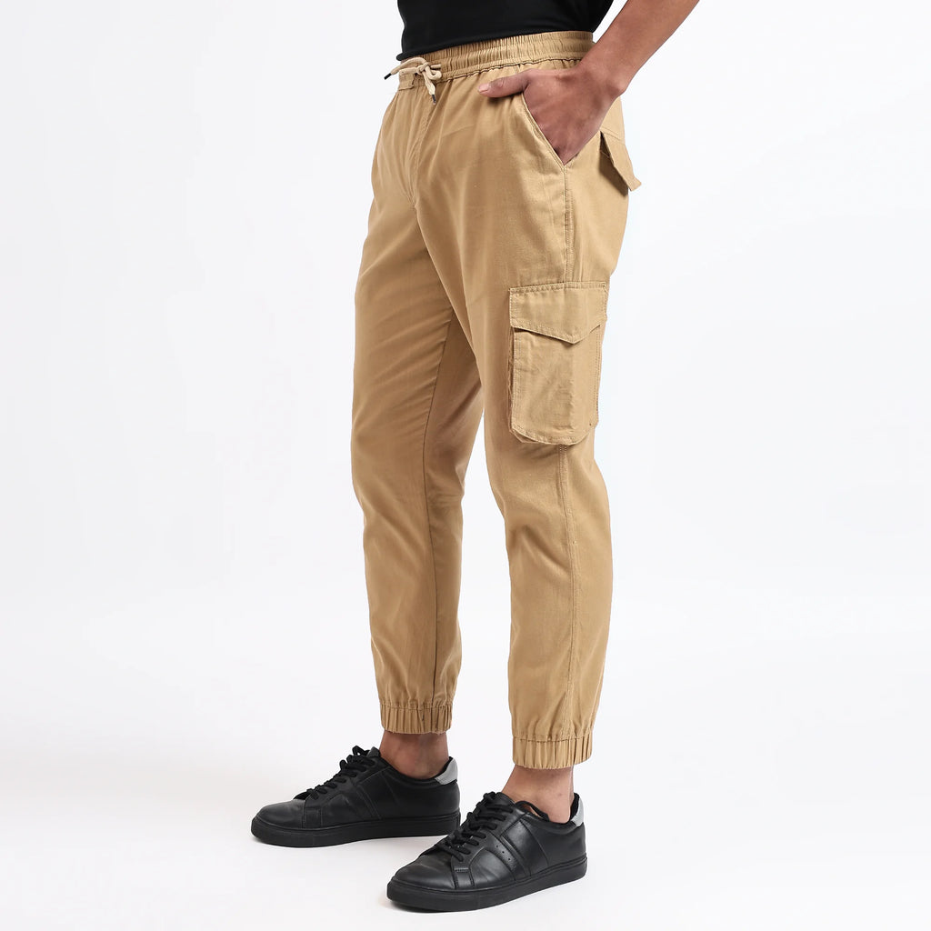 Men's Cotton Cargo Jogger Pants Khaki