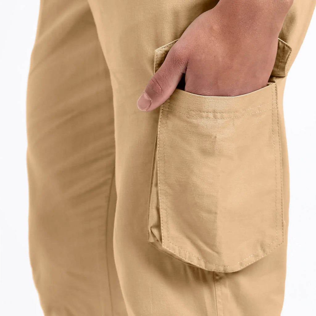 Men's Cotton Cargo Jogger Pants Khaki