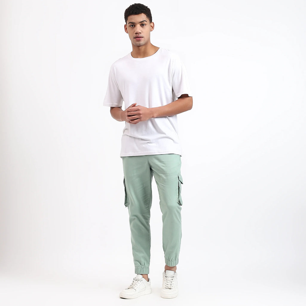 Men's Cotton Cargo Jogger Pants Mint Green