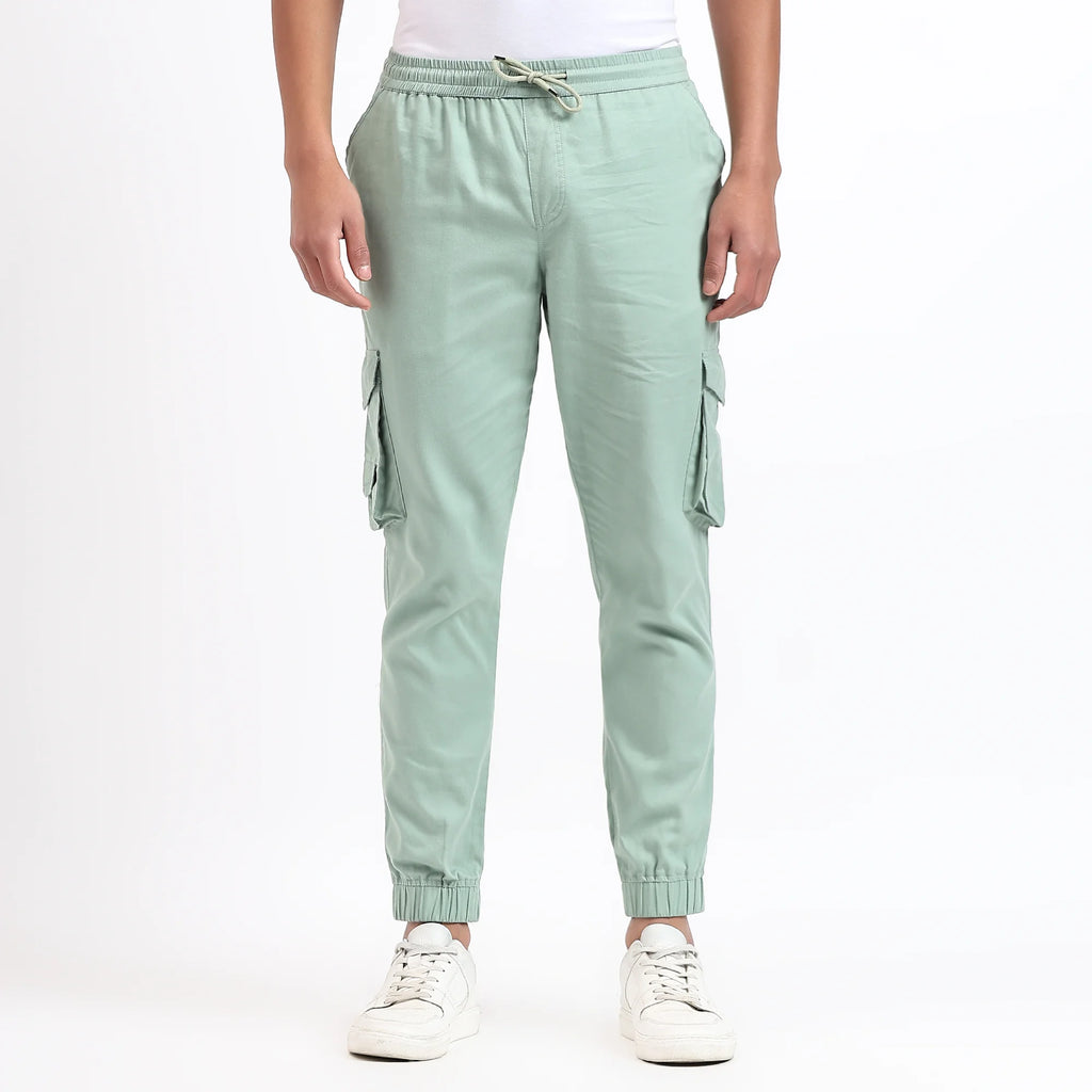 Men's Cotton Cargo Jogger Pants Mint Green