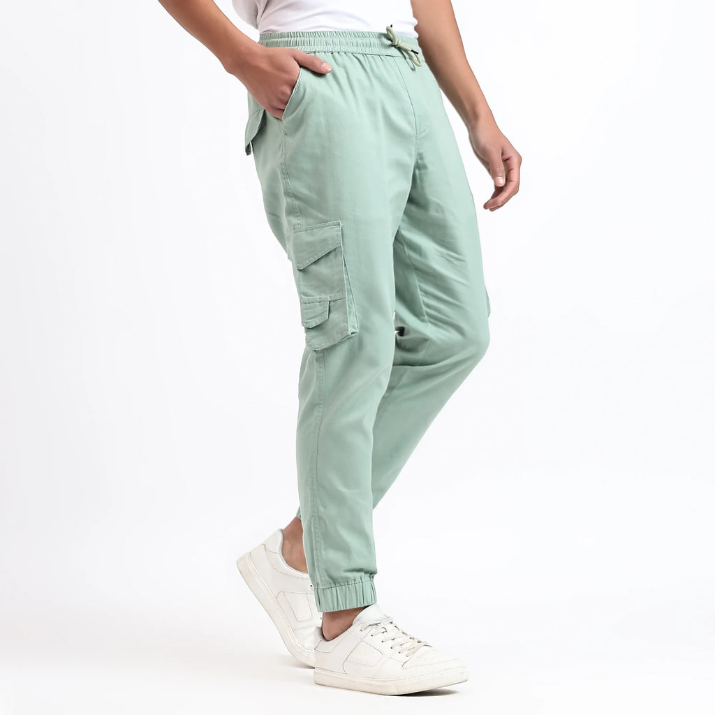 Men's Cotton Cargo Jogger Pants Mint Green