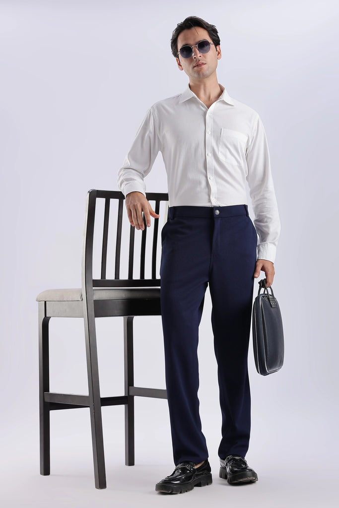 Navy Peanut Stretchable Trouser for Men