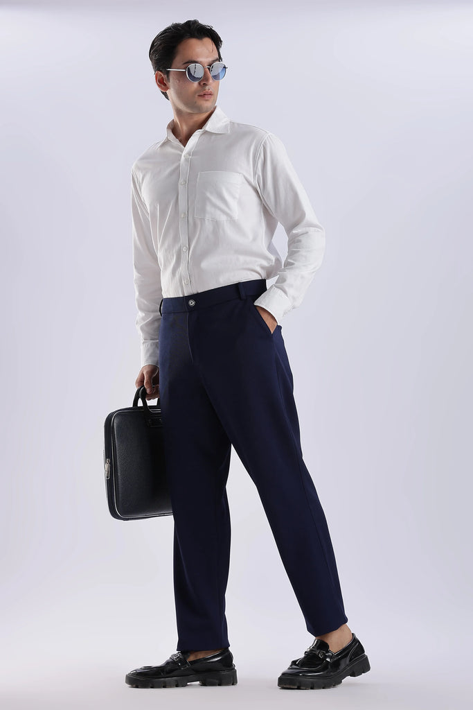 Navy Peanut Stretchable Trouser for Men