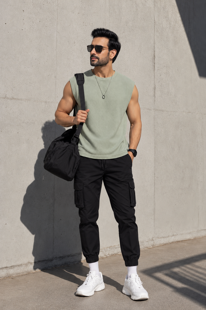 Men's Cotton Cargo Jogger Pants Navy Blue