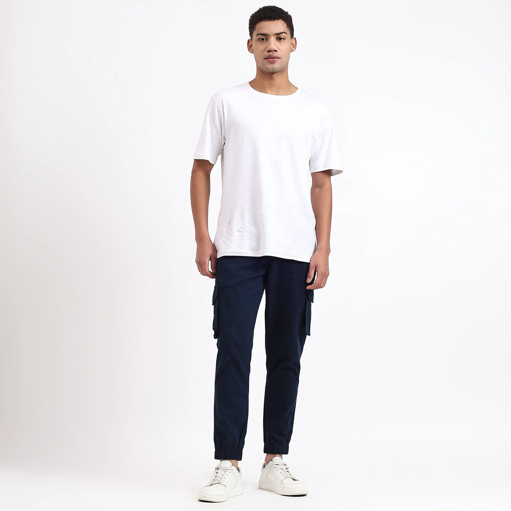 Men's Cotton Cargo Jogger Pants Navy Blue