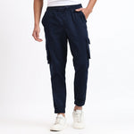 Men's Cotton Cargo Jogger Pants Navy Blue