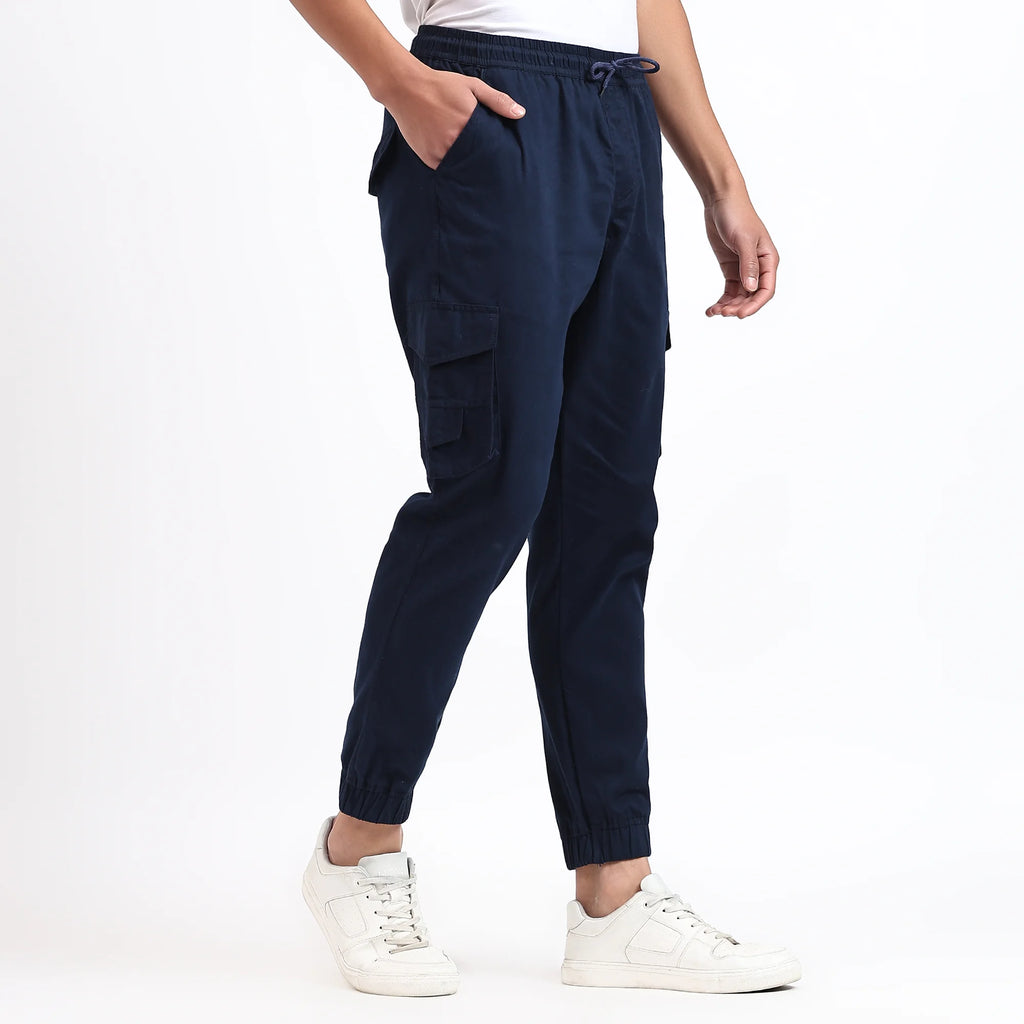 Men's Cotton Cargo Jogger Pants Navy Blue