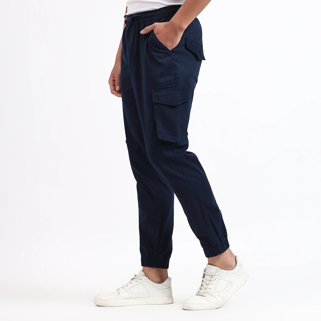 Men's Cotton Cargo Jogger Pants Navy Blue