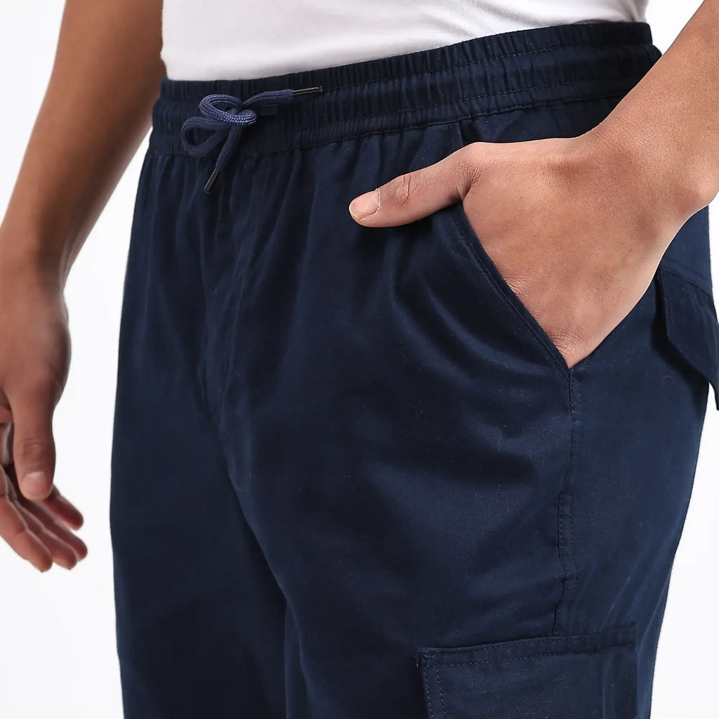 Men's Cotton Cargo Jogger Pants Navy Blue