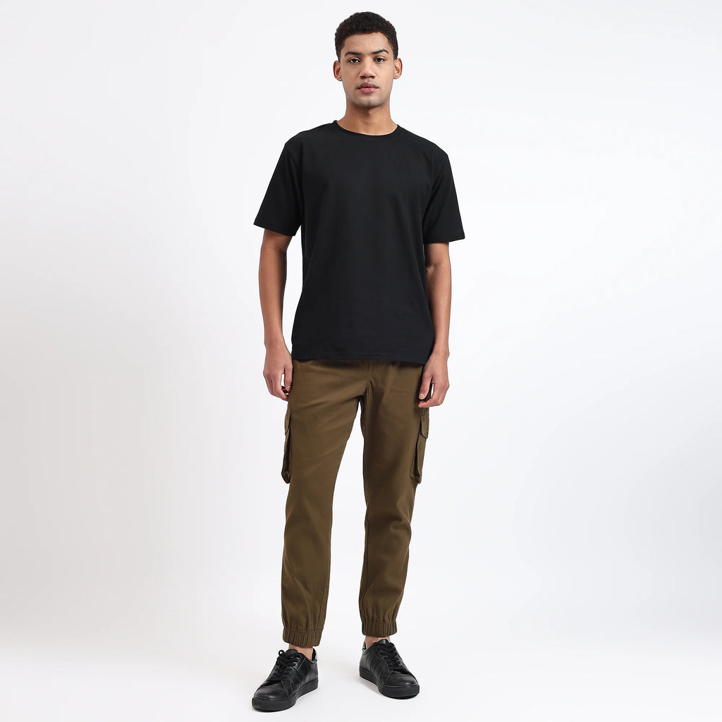 Men's Cotton Cargo Jogger Pants Olive Green