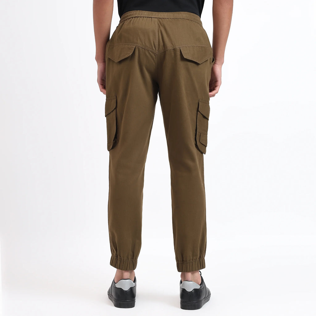 Men's Cotton Cargo Jogger Pants Olive Green