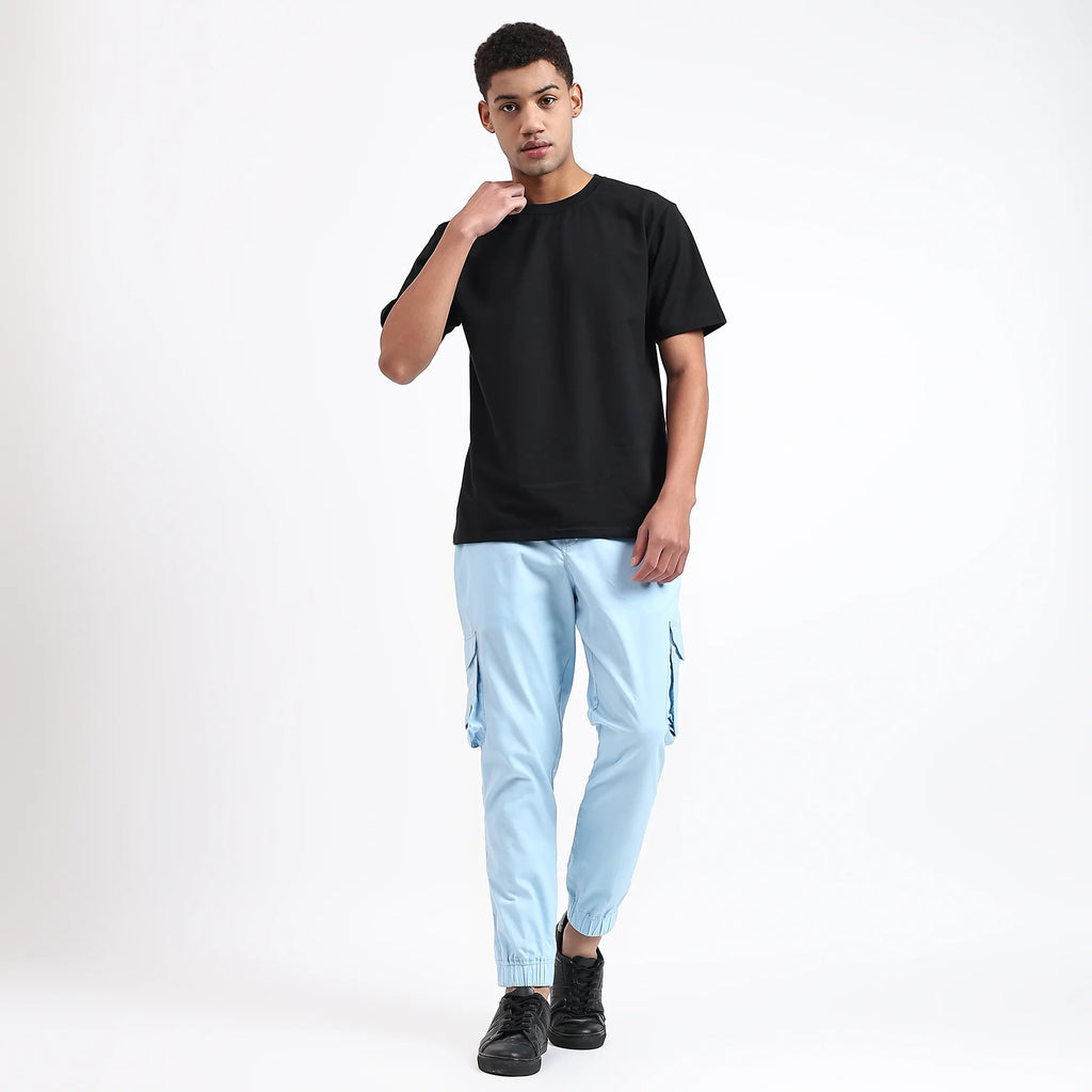 Men's Cotton Cargo Jogger Pants Sky Blue