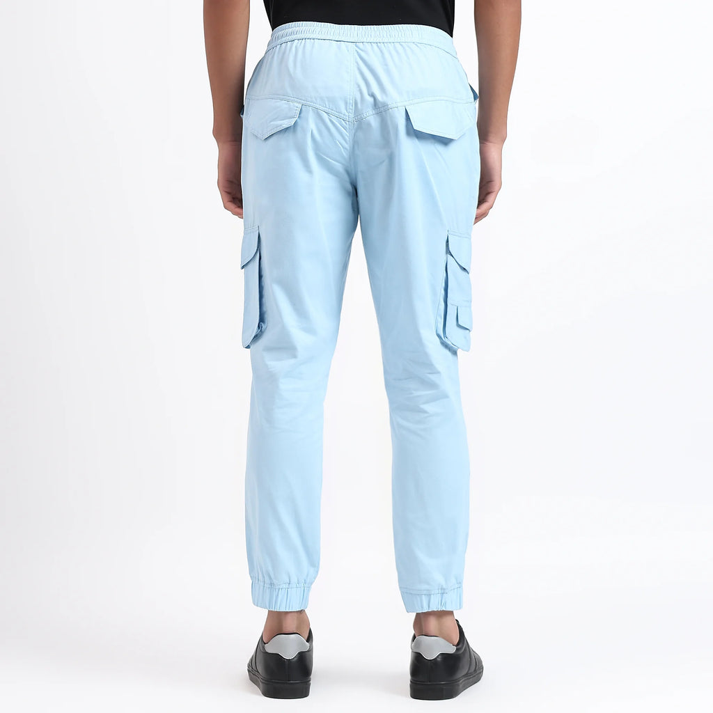 Men's Cotton Cargo Jogger Pants Sky Blue