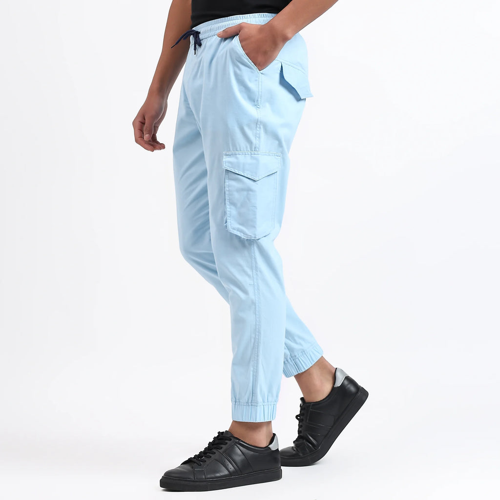 Men's Cotton Cargo Jogger Pants Sky Blue