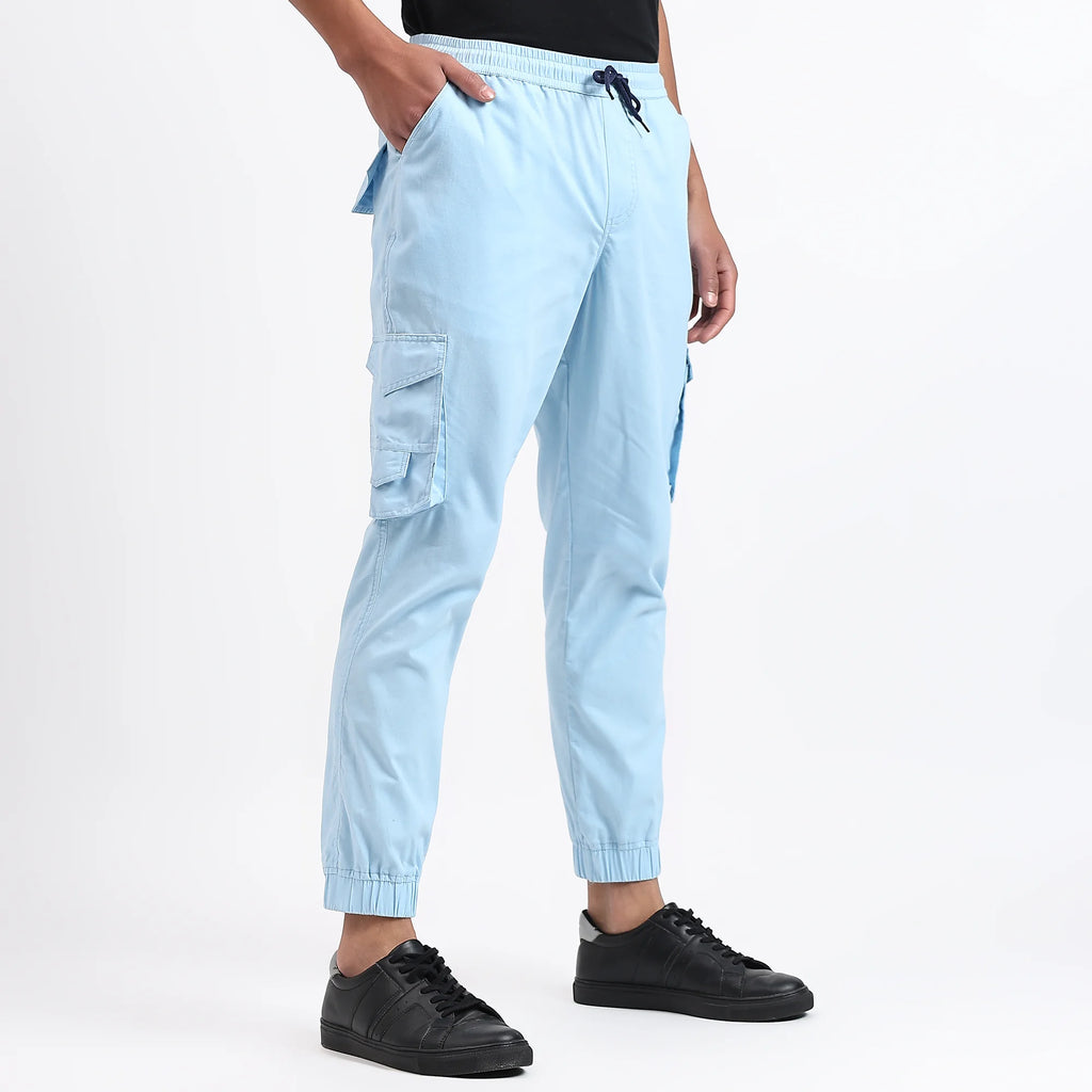 Men's Cotton Cargo Jogger Pants Sky Blue