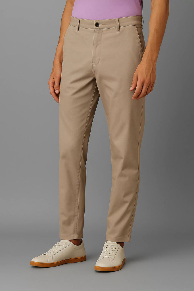 Stone Regular Fit Mid Rise Cotton Chinos Pant