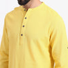Yellow Airy Linen Short Kurtas for Men