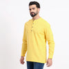 Yellow Airy Linen Short Kurtas for Men