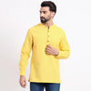 Yellow Airy Linen Short Kurtas for Men
